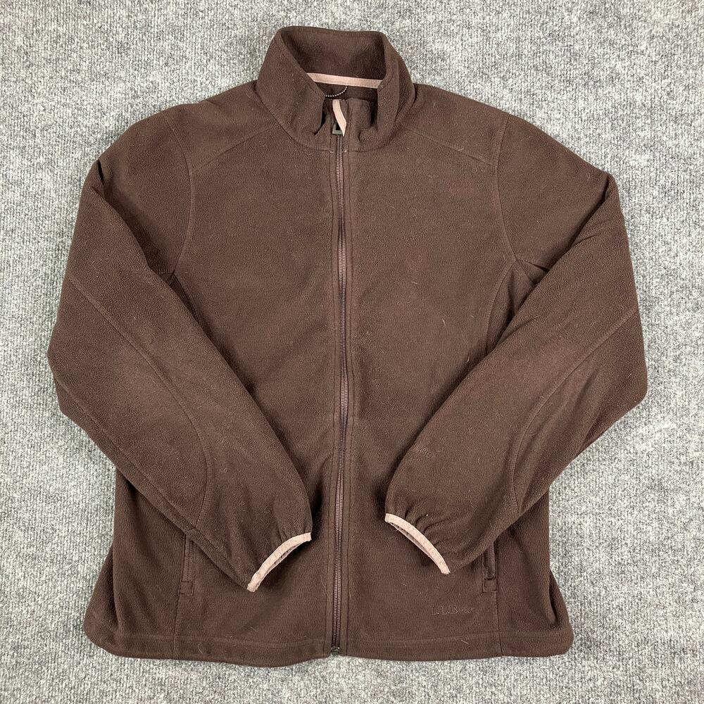 L.L. Bean Fleece Jacket Womens M Brown Full Zip‎ Soft Warm Outdoor Casual